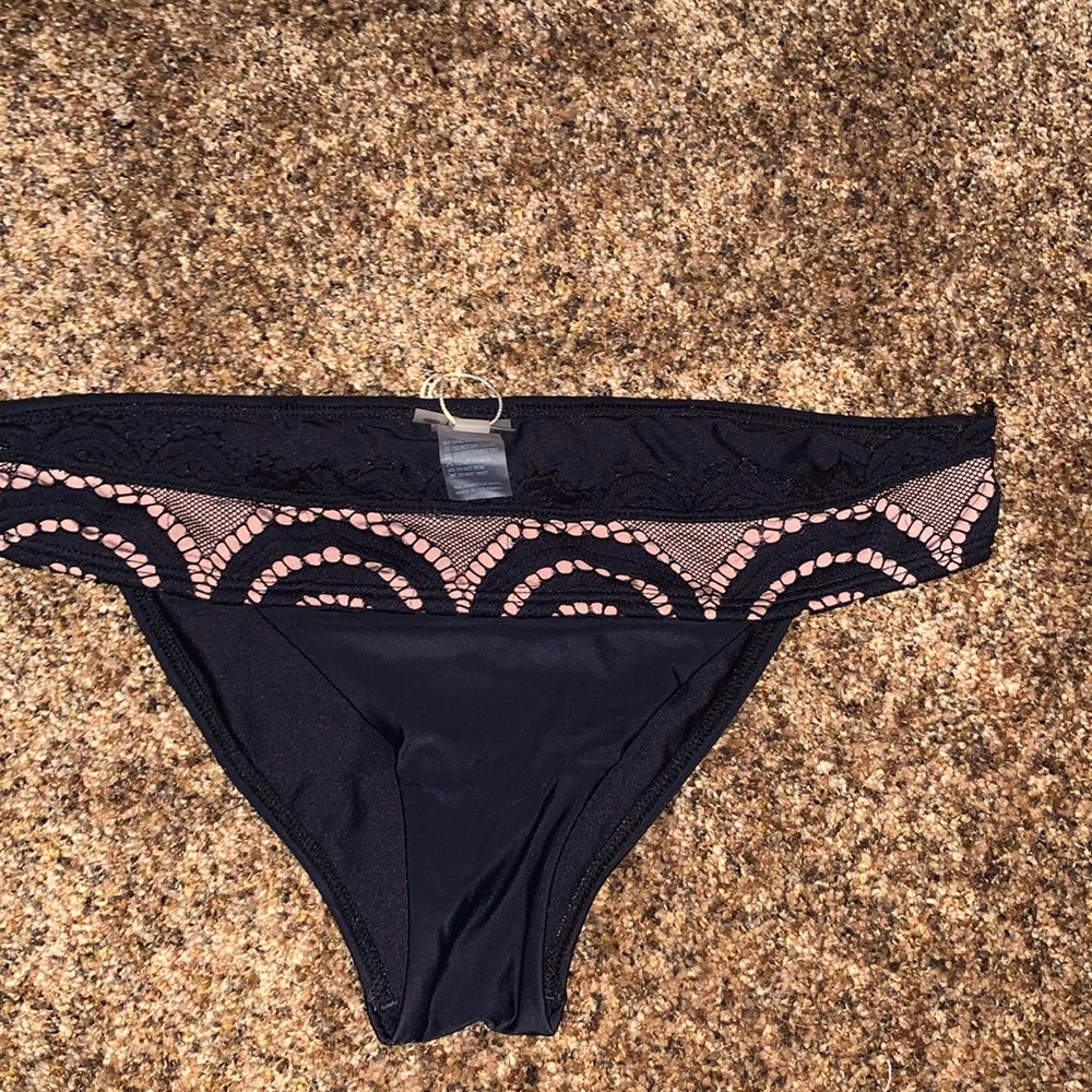 PILYQ BLACK BIKINI BOTTOMS w NUDE BACKING